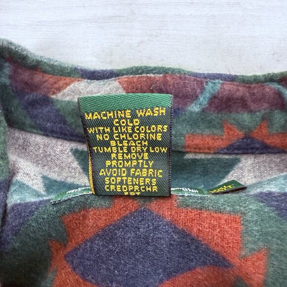 Cabelas Chamois Flannel Button Shirt Men 3XL Tall Southwestern Aztec Long Sleeve - Picture 10 of 14